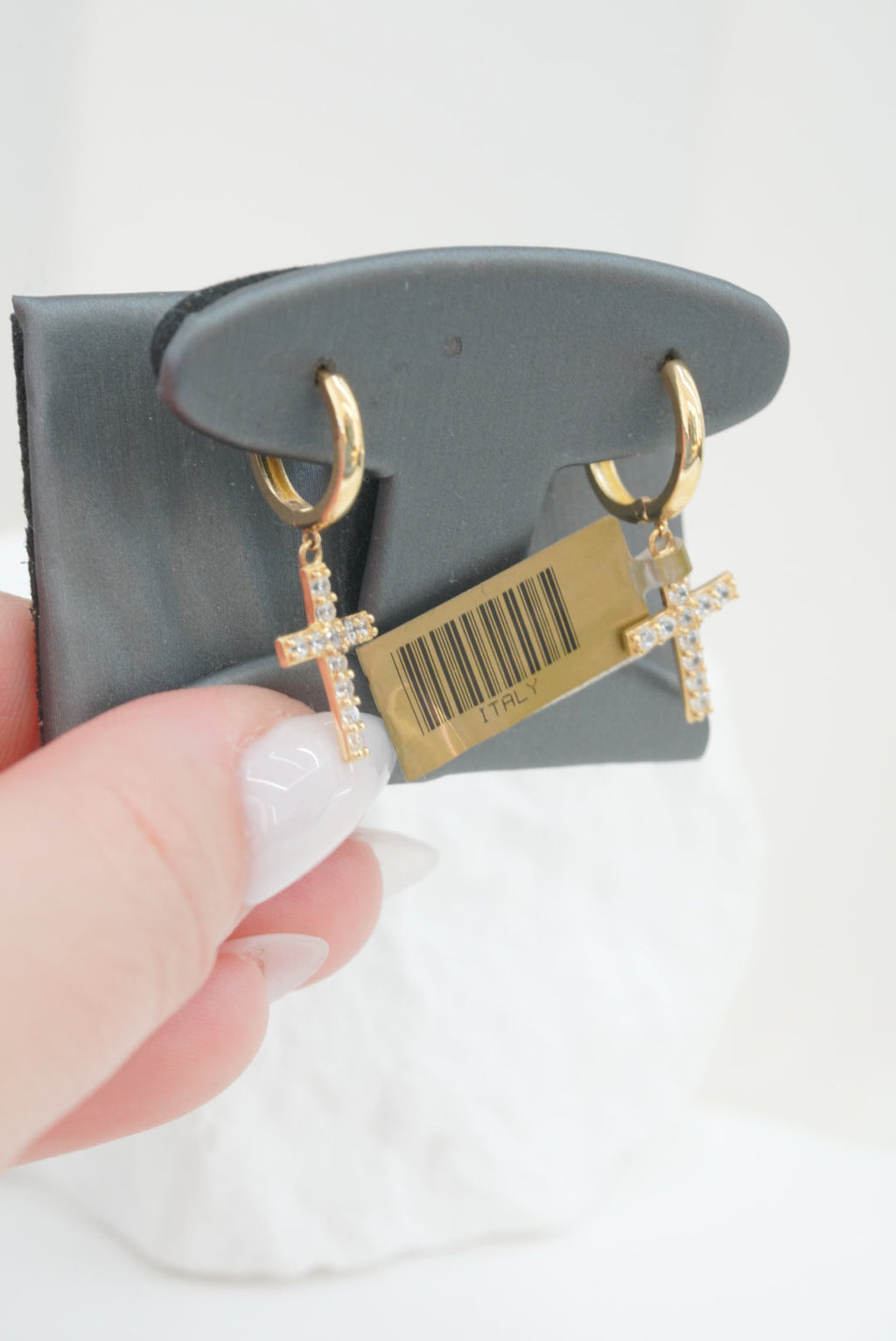 14k Hoops - Shiny Cross