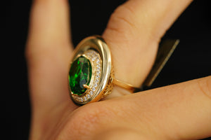 14k Green Crystal Oval Ring