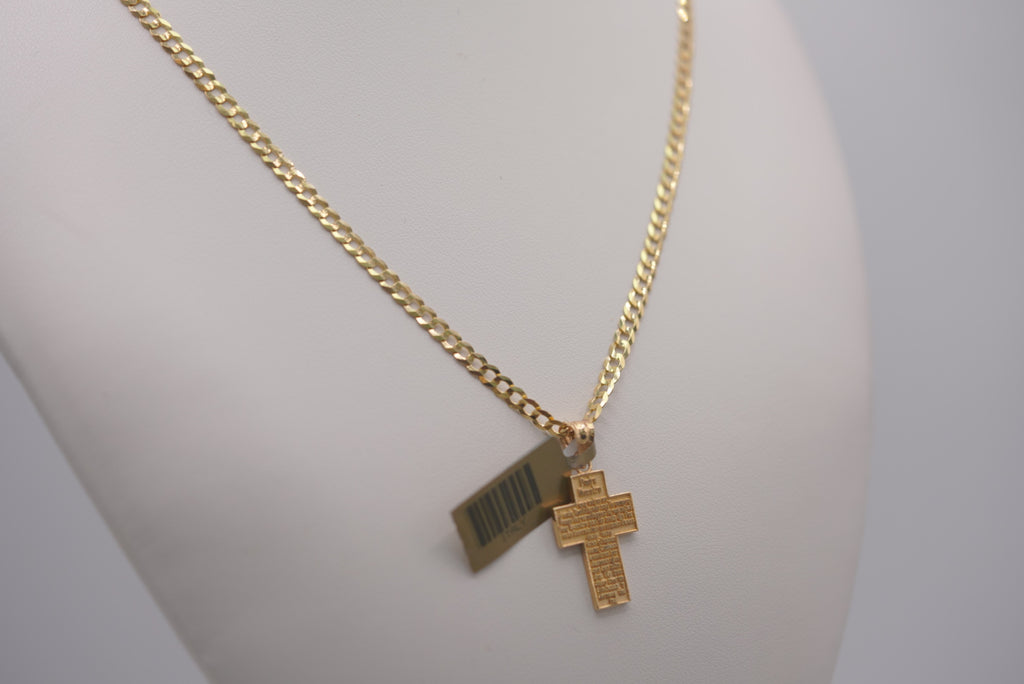 14k D Cut Chain with Pendant - Padre Nuestro