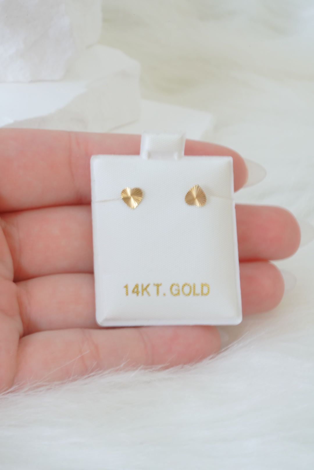 14k Baby Earrings - Thin Hearts