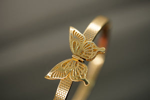 14k Golden Butterfly Bangle Bracelet