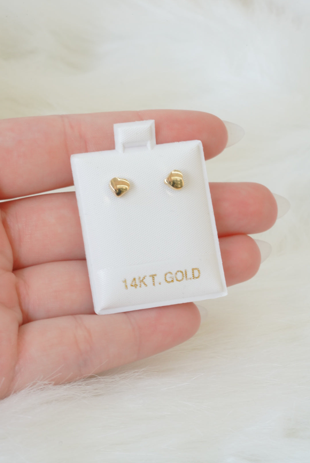 14k Baby Earrings - Tiny Puffy Hearts