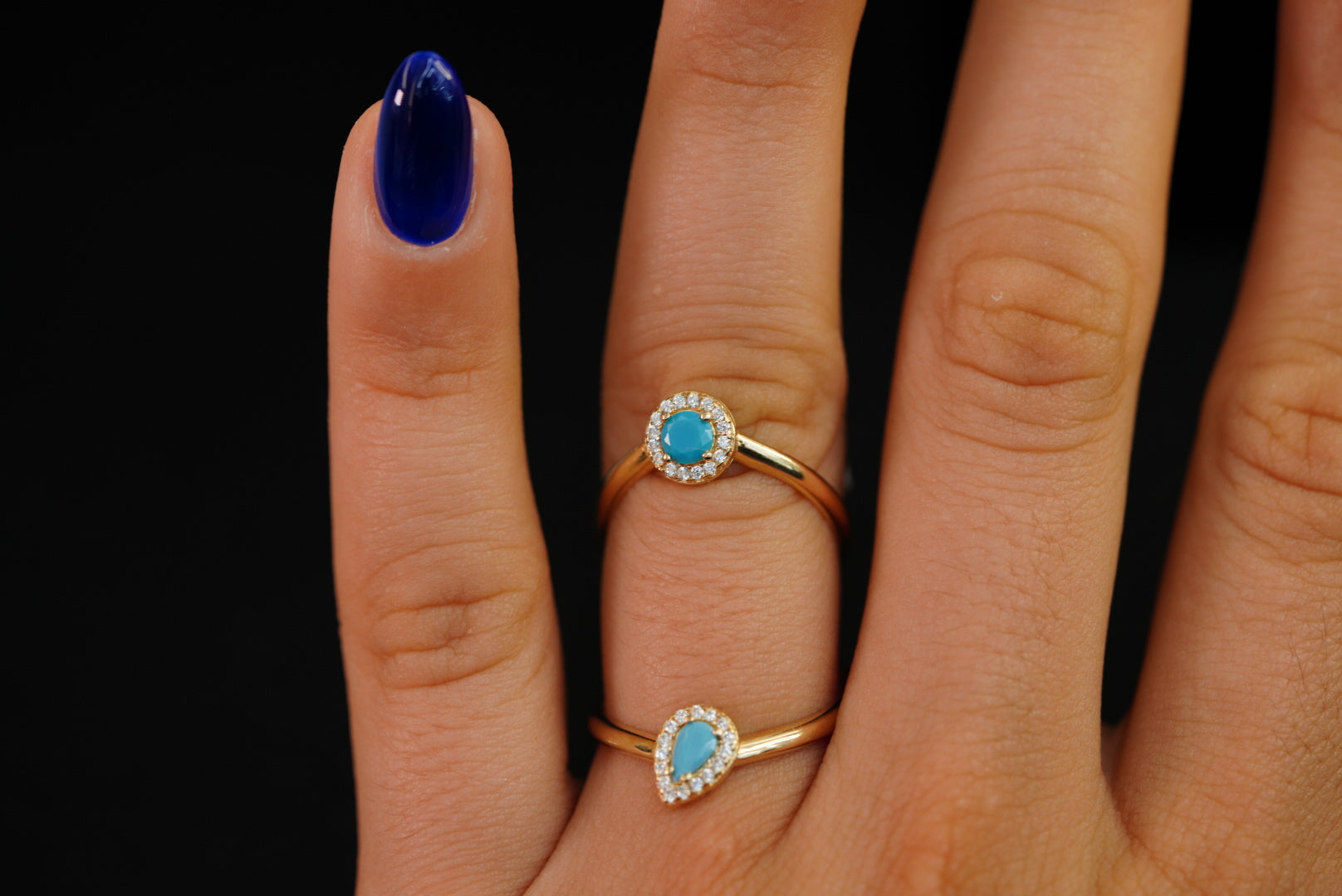 14k Blue Double Ring