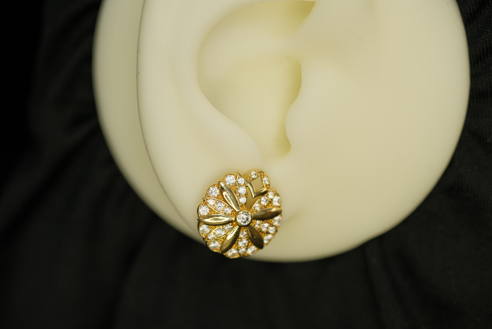 14k Flower Crystal Earrings