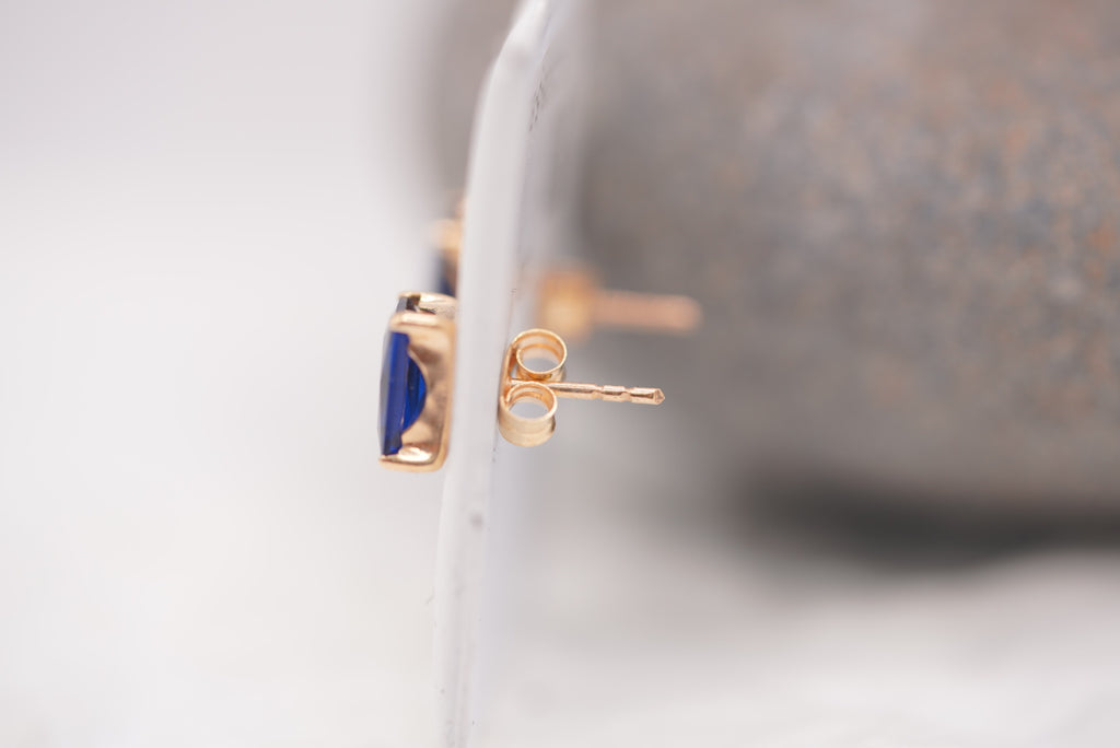 14k Earrings - Blue Stone