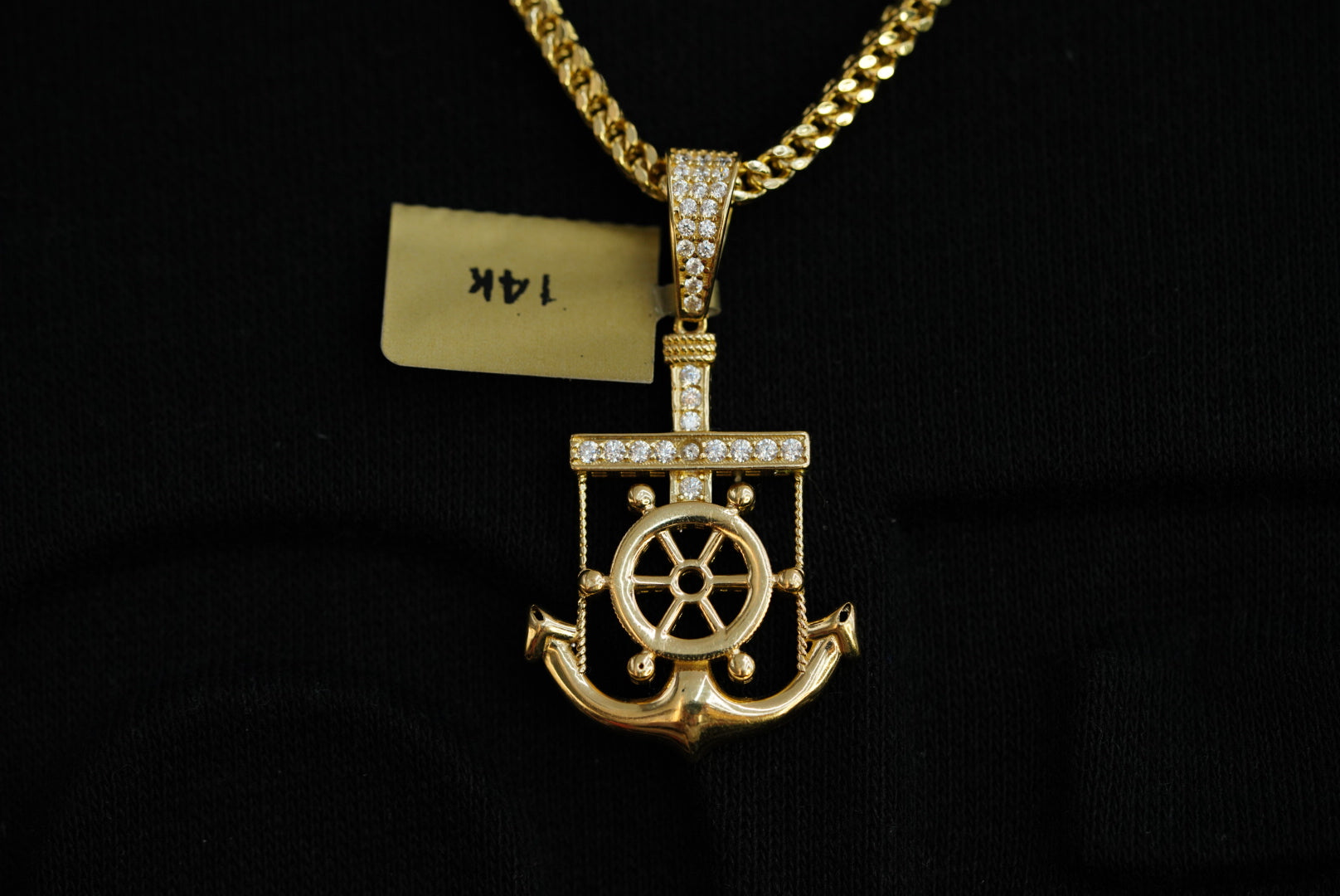 14k Anchor Pendant with Franco Chain