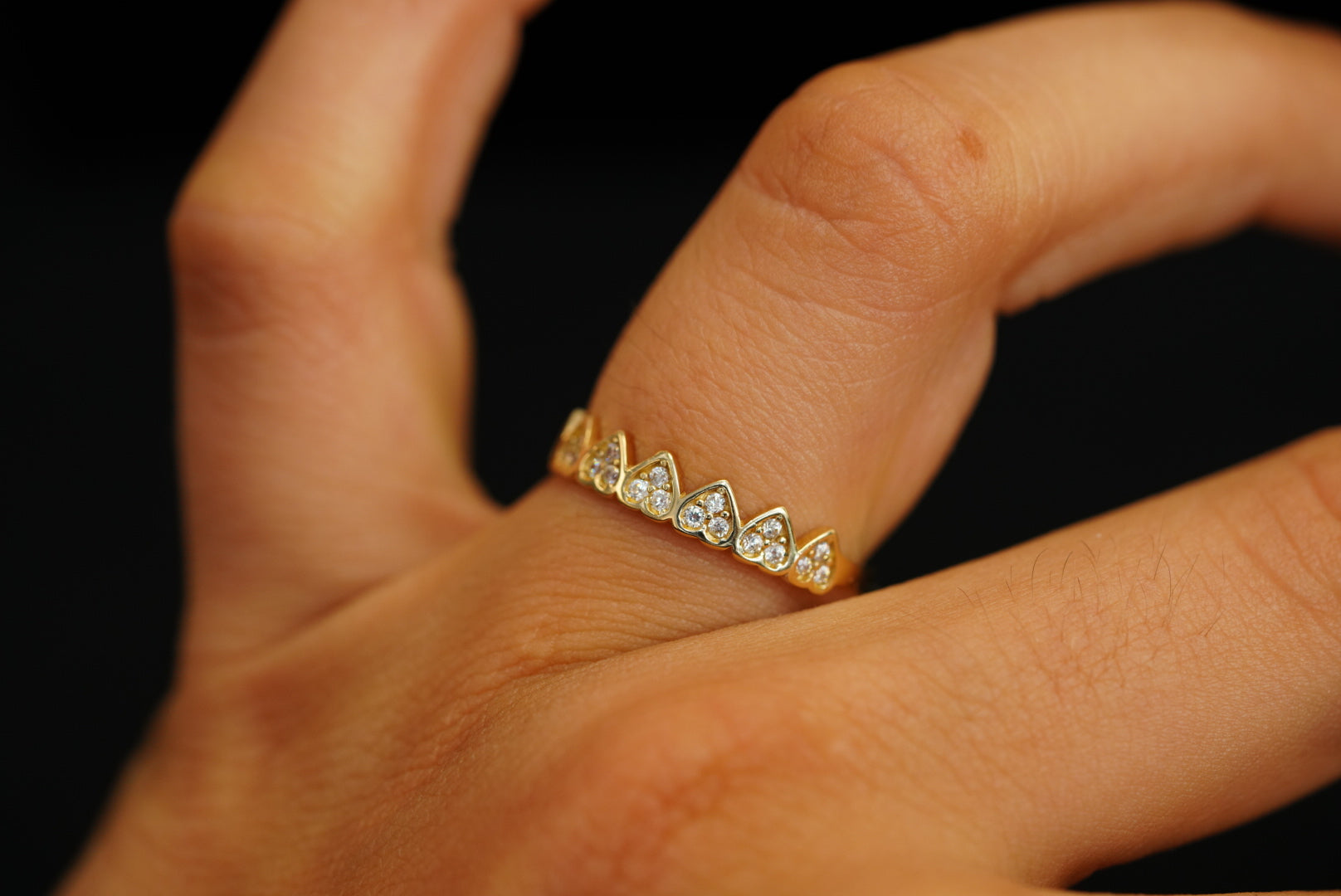 14k Crystal Hearts Ring