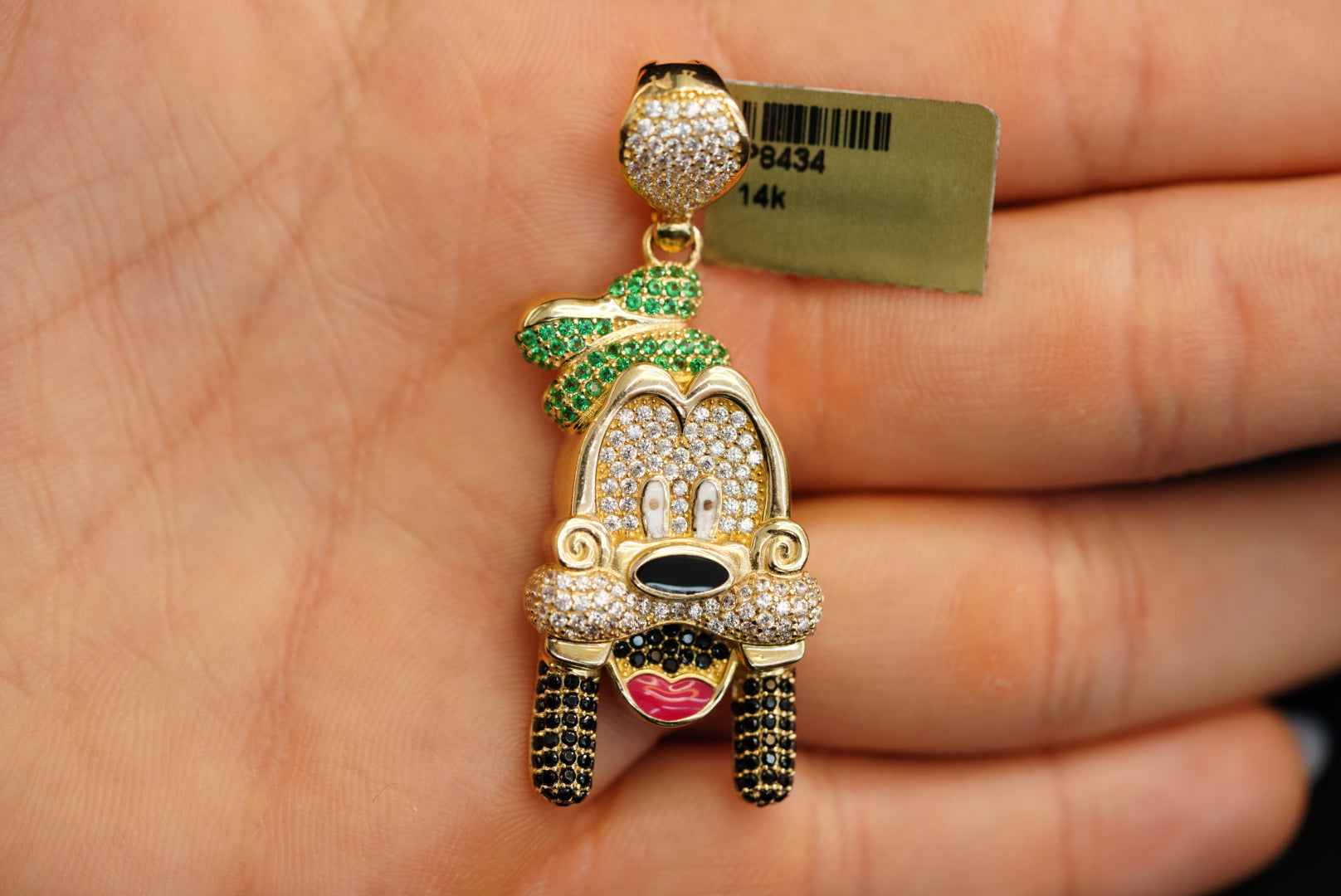 14k Dog with Crystals Pendant