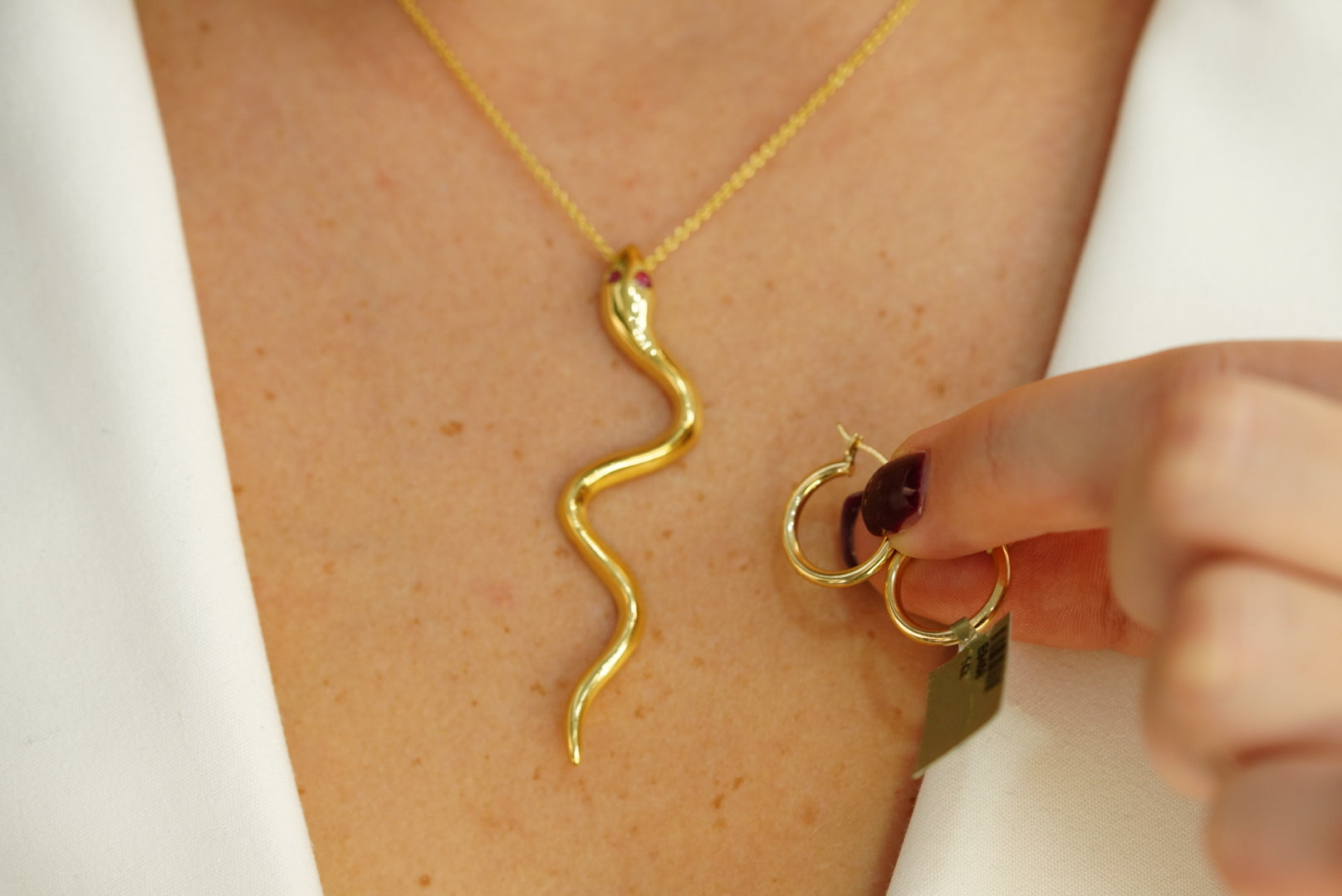 14k Snake Necklace and FREE Earring