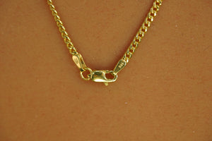 14k 2mm Cuban Link Chain with Crystal Hand