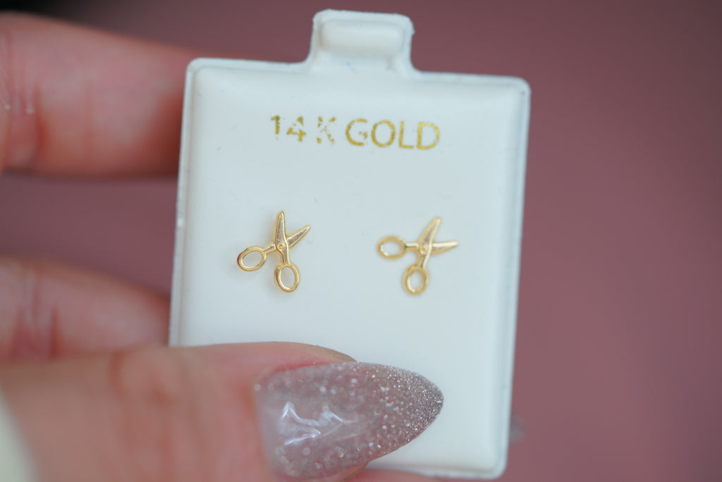 14k Earrings - Little Scissor