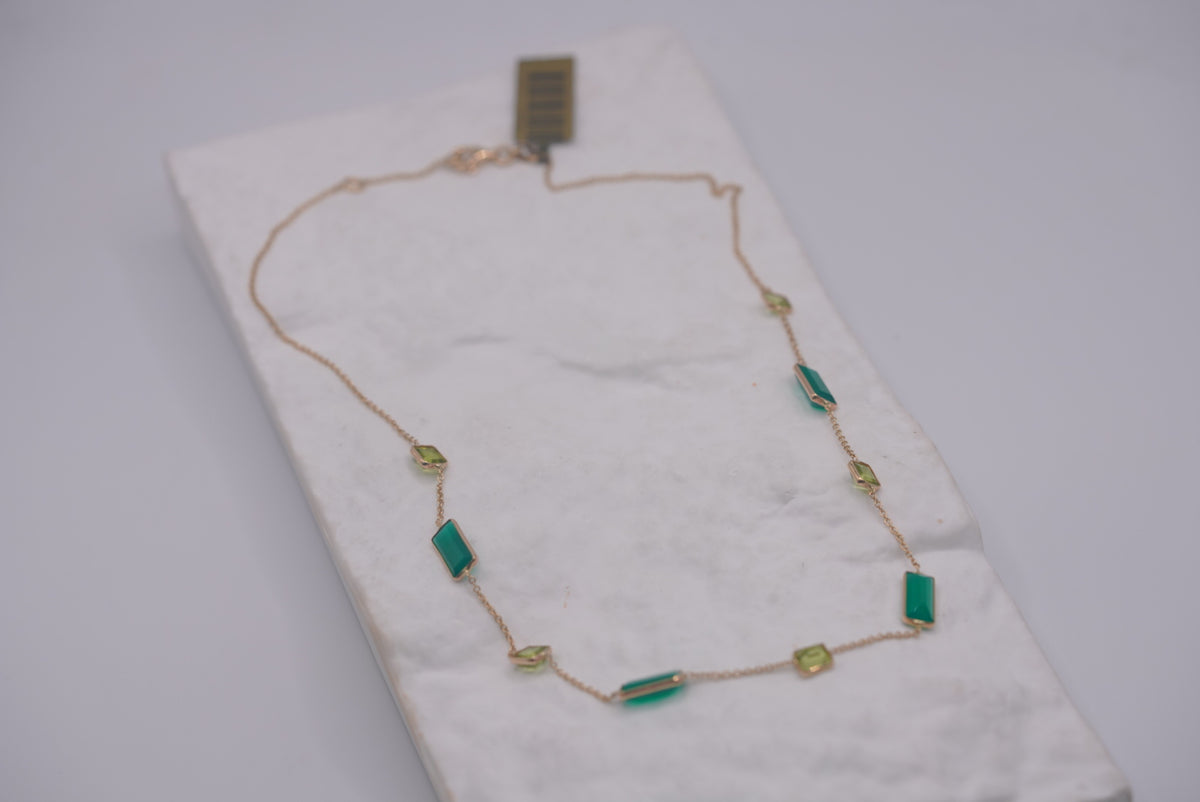 14k Women’s Necklace - Green Geometry