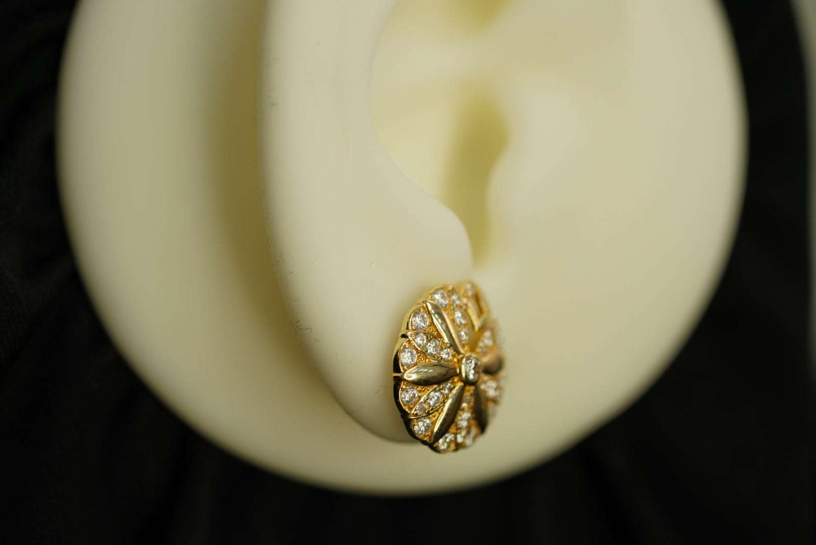 14k Flower Crystal Earrings