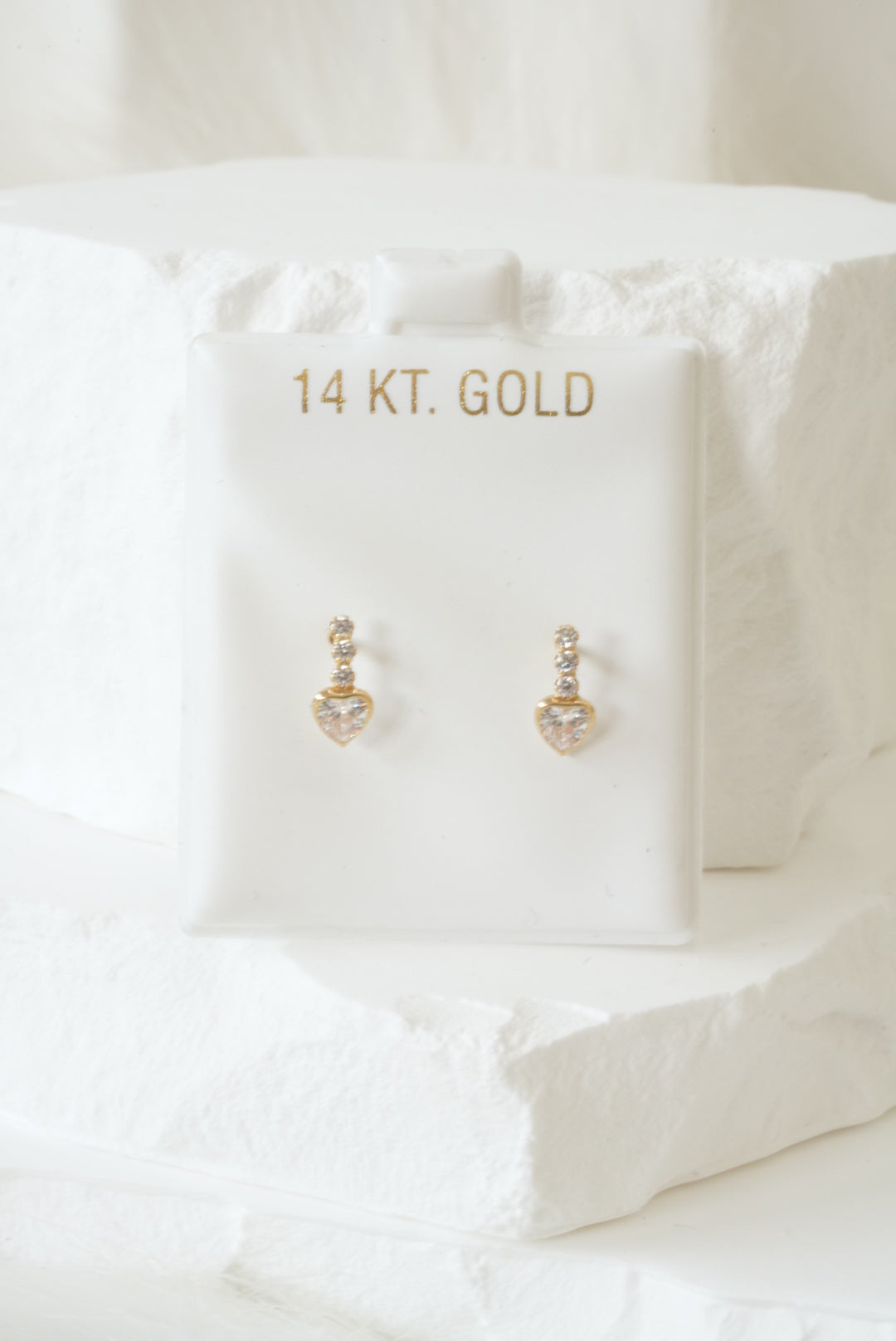 14k Baby Earrings - Heart Hanging