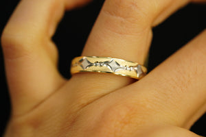 14k Two Gold Sparkle Band Ring