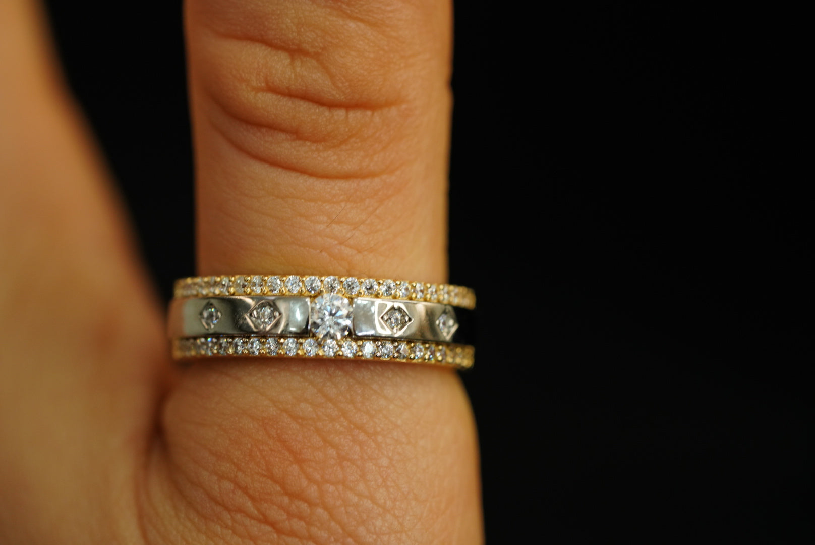 14k White and Gold Trio Set