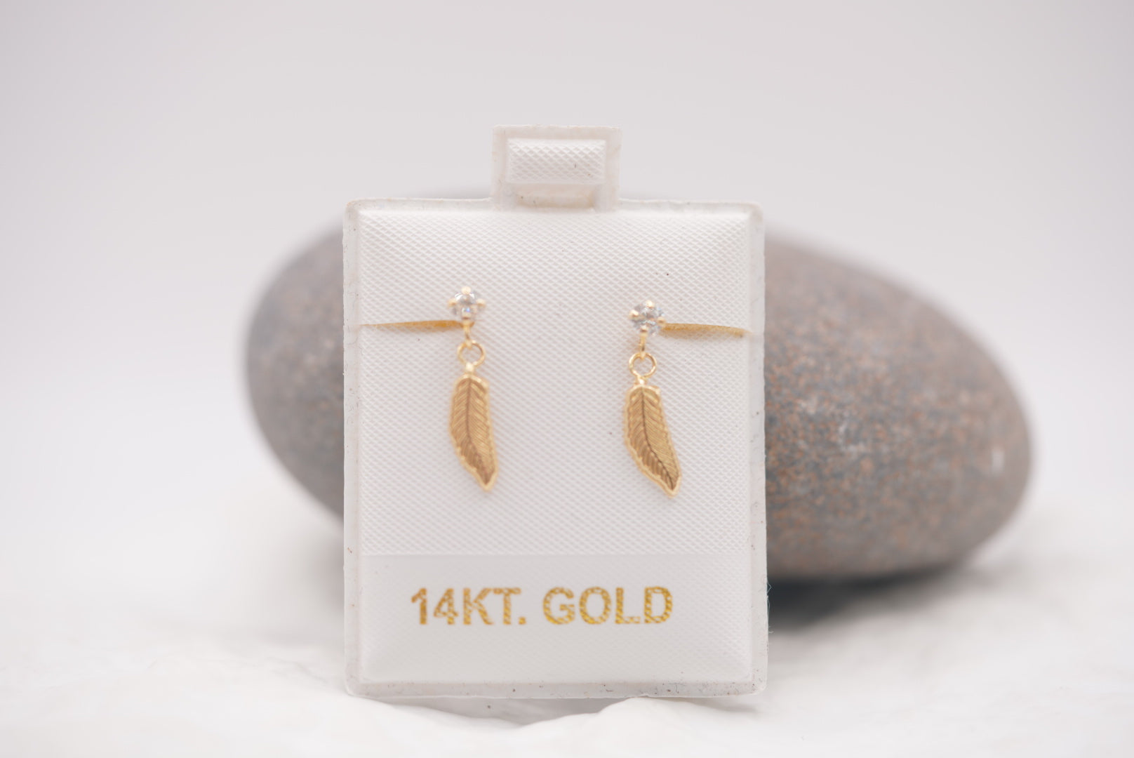 14k Earrings - Delicate Feather