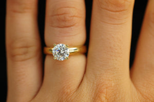 14k Round Crystal Engagement Ring