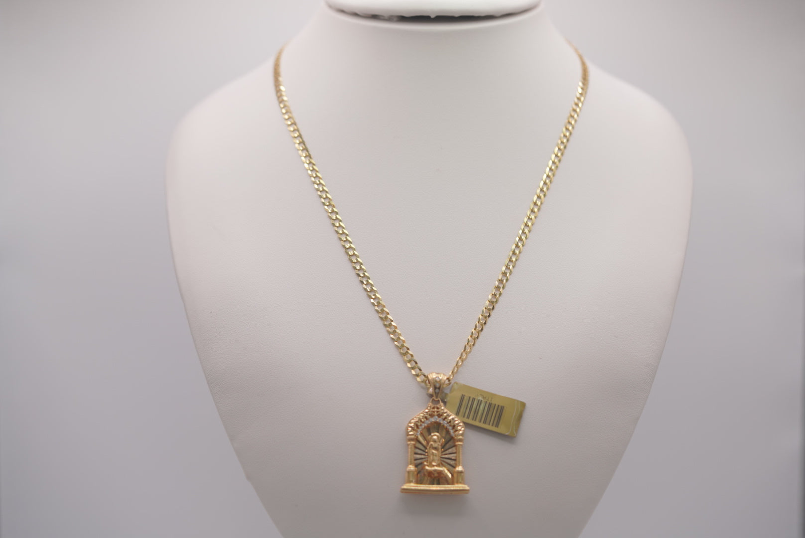 14k D Cut Chain with Pendant - Faith & Peace