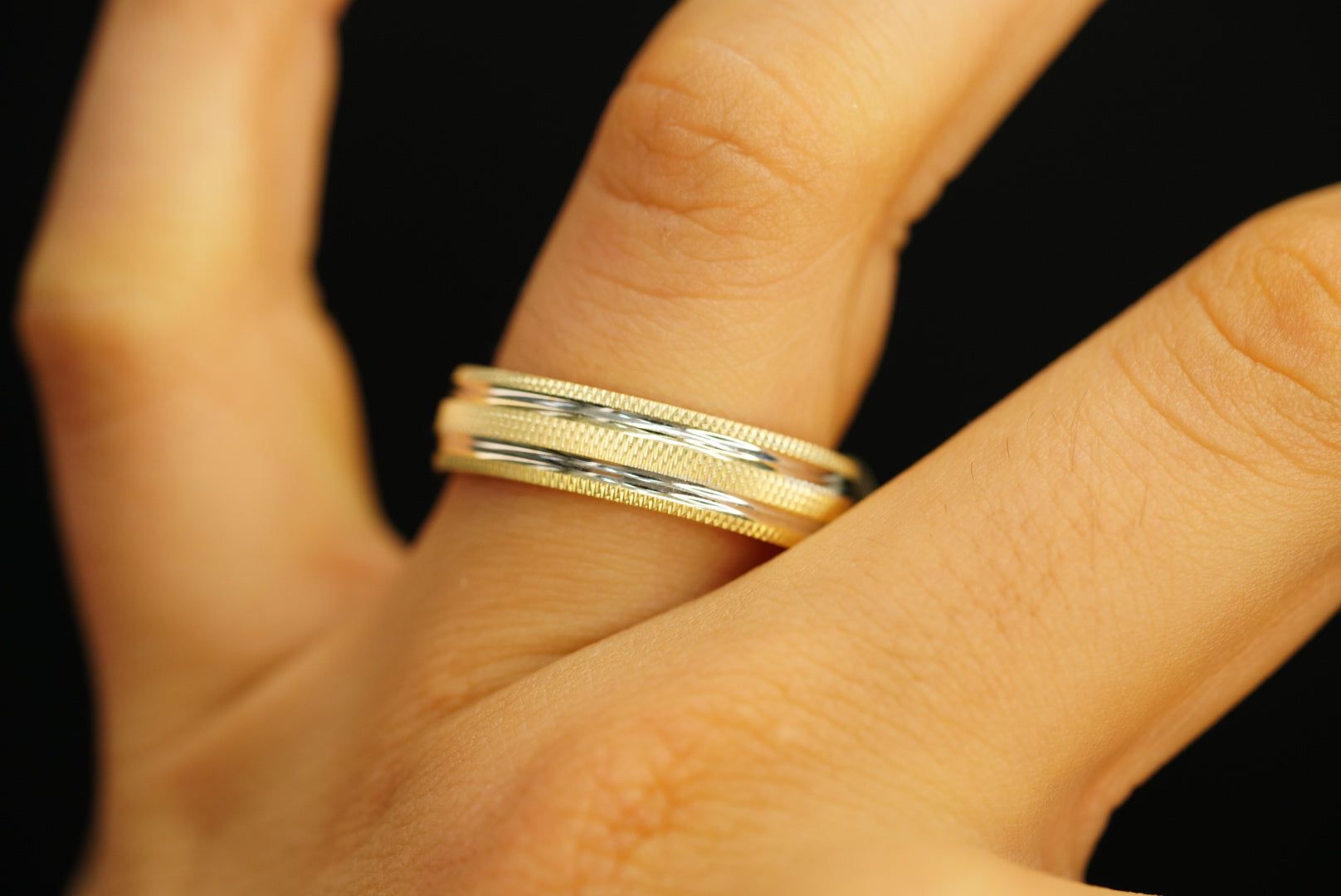 14k Two Gold Lines Band Ring