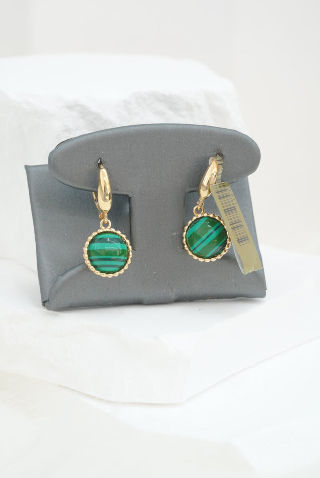 14k Hoops - Green Sphere