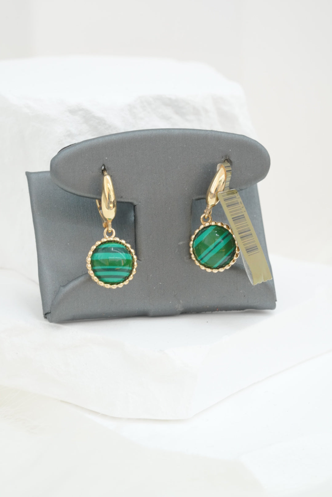14k Hoops - Green Sphere