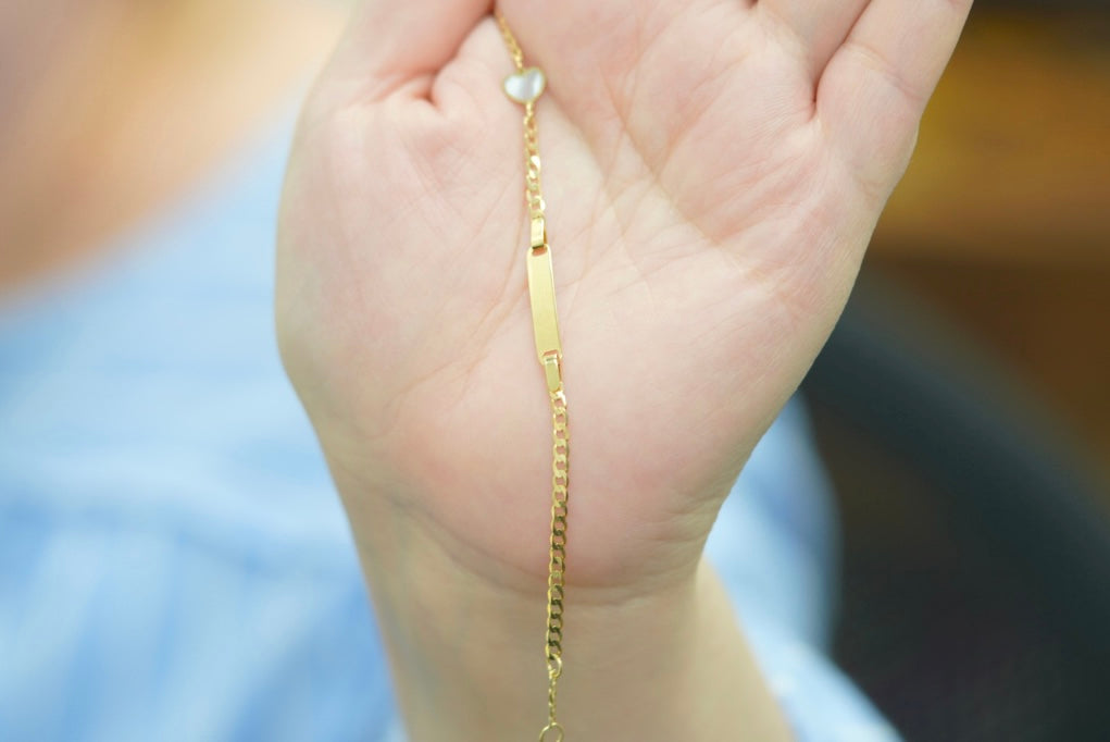14k Baby Bracelet - White Heart Style
