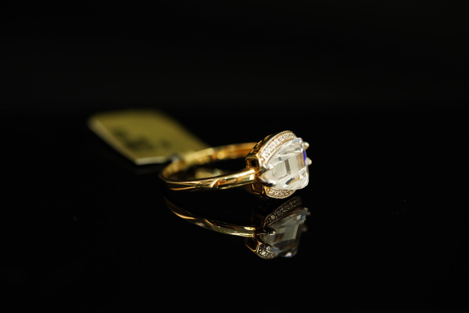 14k Oval Crystals Engagement Ring