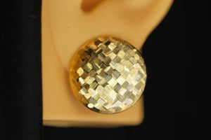 14k Round Textured Clip Earrings