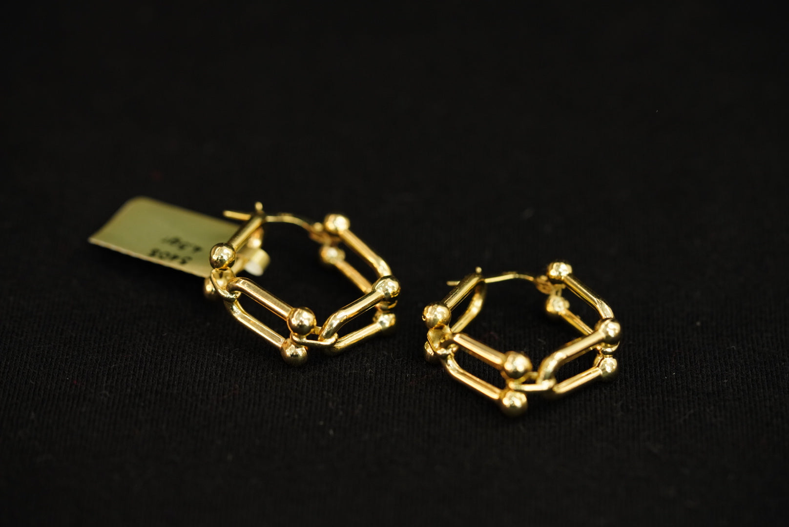 14k Rectangle Dots Hoops