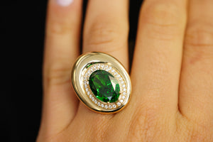 14k Green Crystal Oval Ring