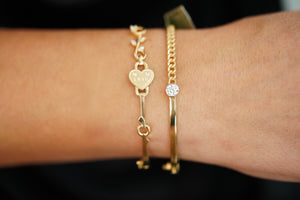 14k Heart Love Bangle Bracelet