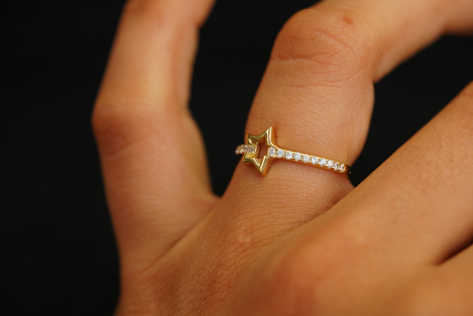 14k Crystal Star Ring New