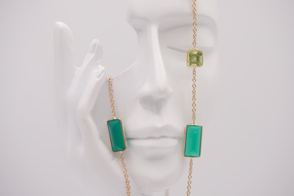 14k Women’s Necklace - Green Geometry