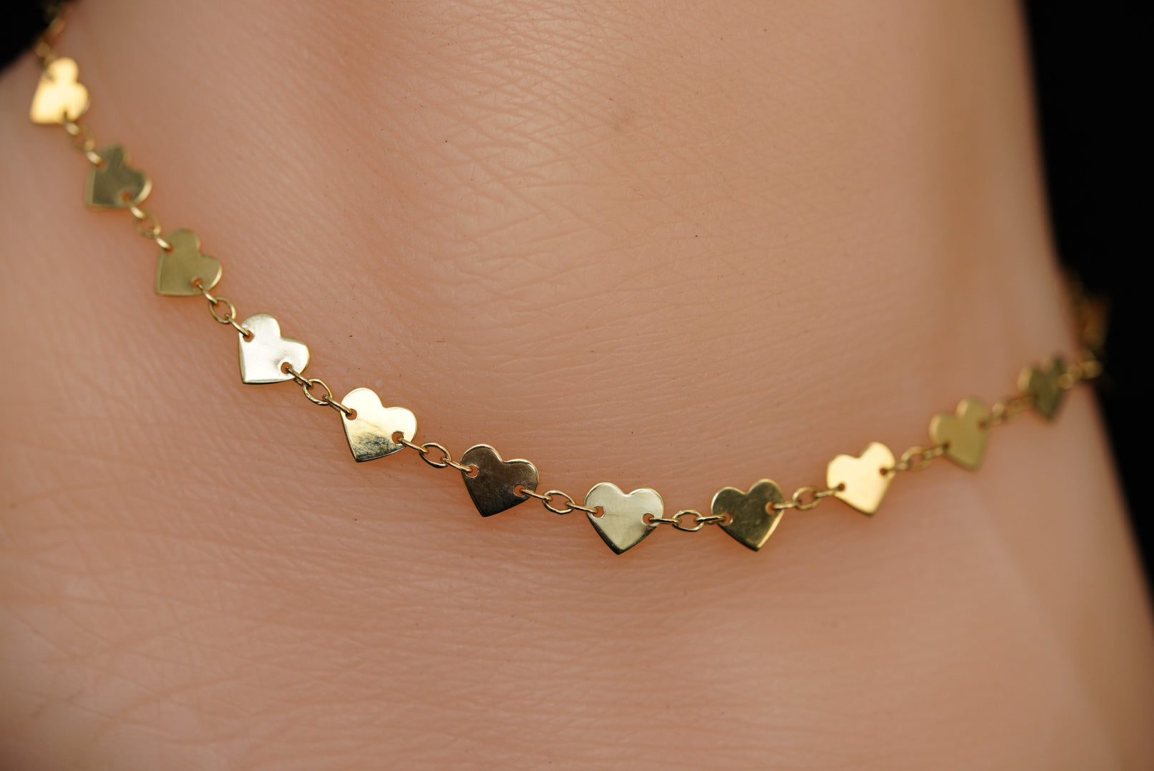 14k Hearts Anklet