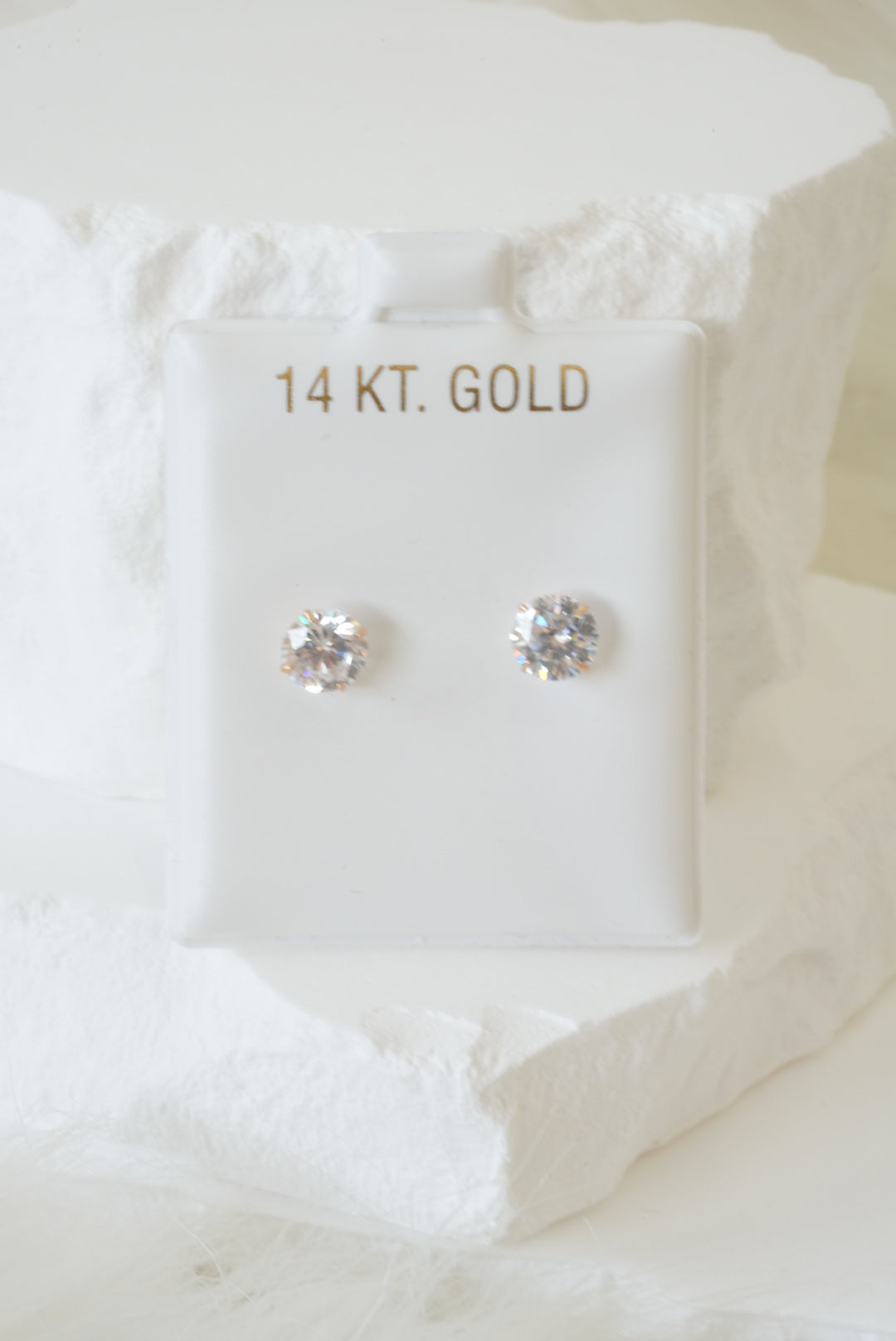 14k Baby Earrings - Round Stones