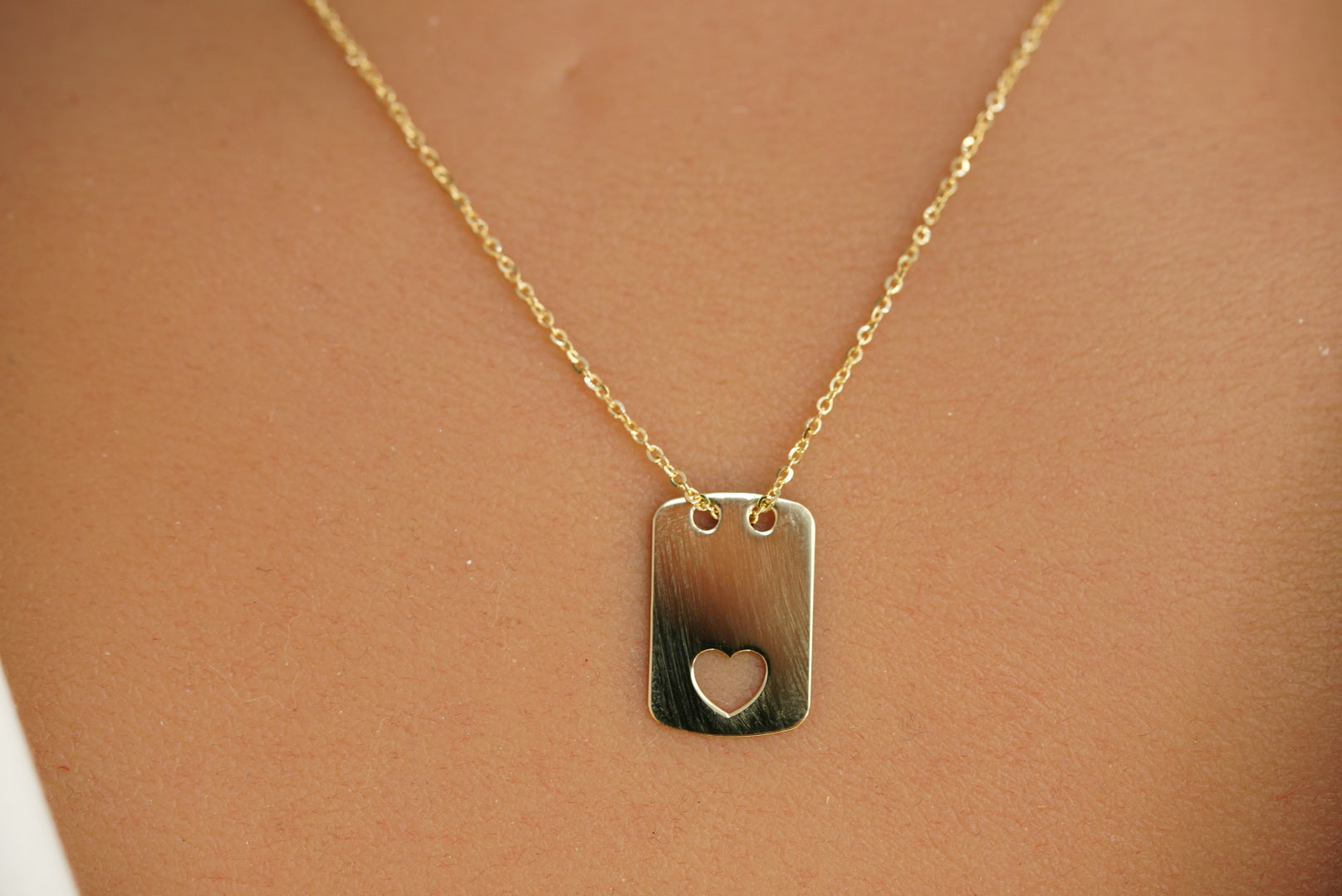 14k Heart Tag Necklace