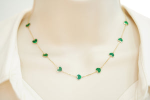 14k Green Hearts Necklace in