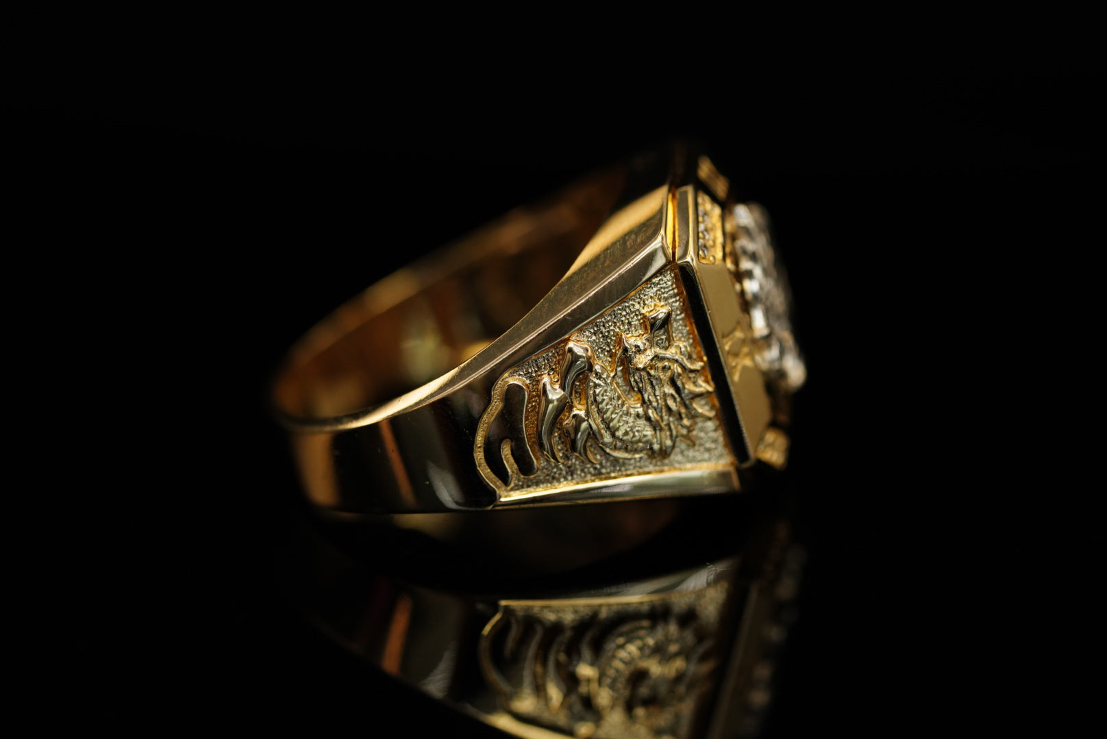 14k Dragon Two Gold Ring