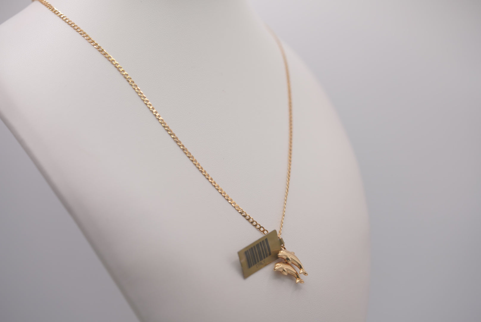 14k D Cut Chain with Pendant - Dolphin Love