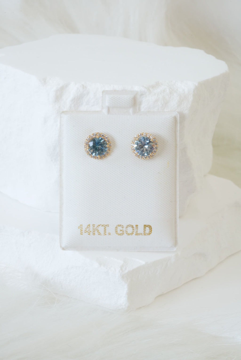 14k Baby Earrings - Baby Blue