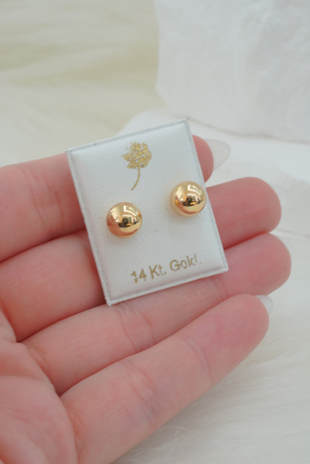14k Baby Earrings - Thick Balls