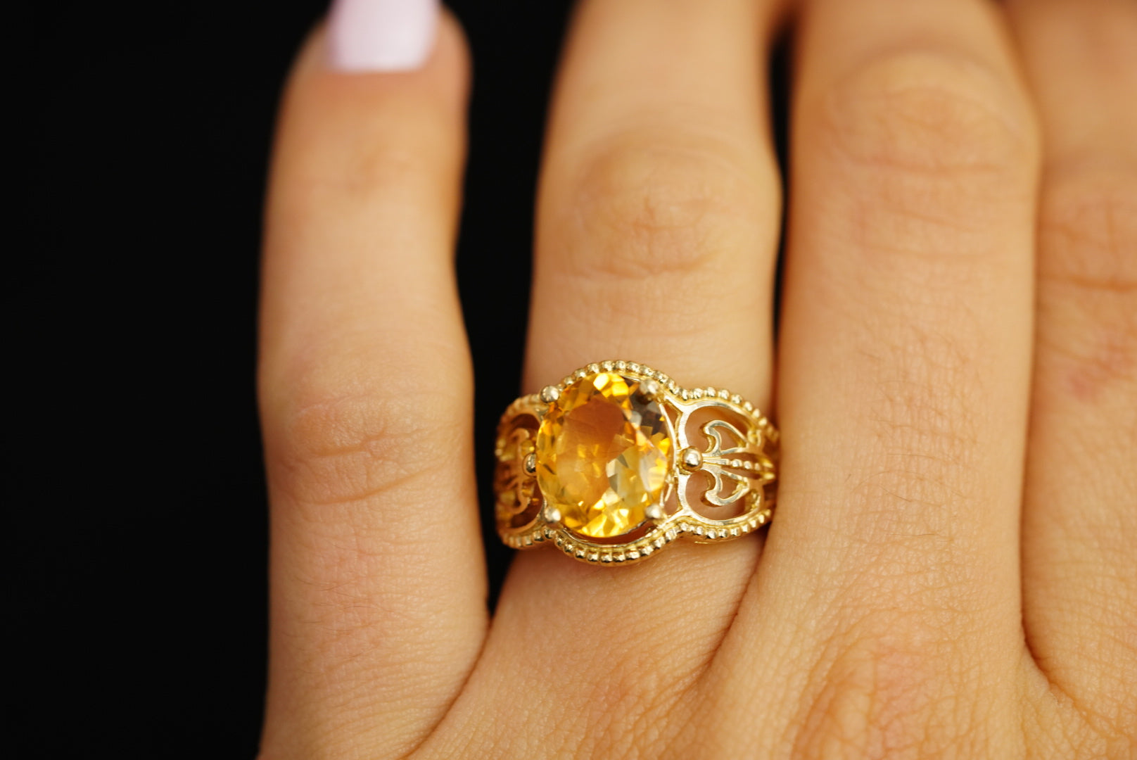 14k Yellow Crystal Ring