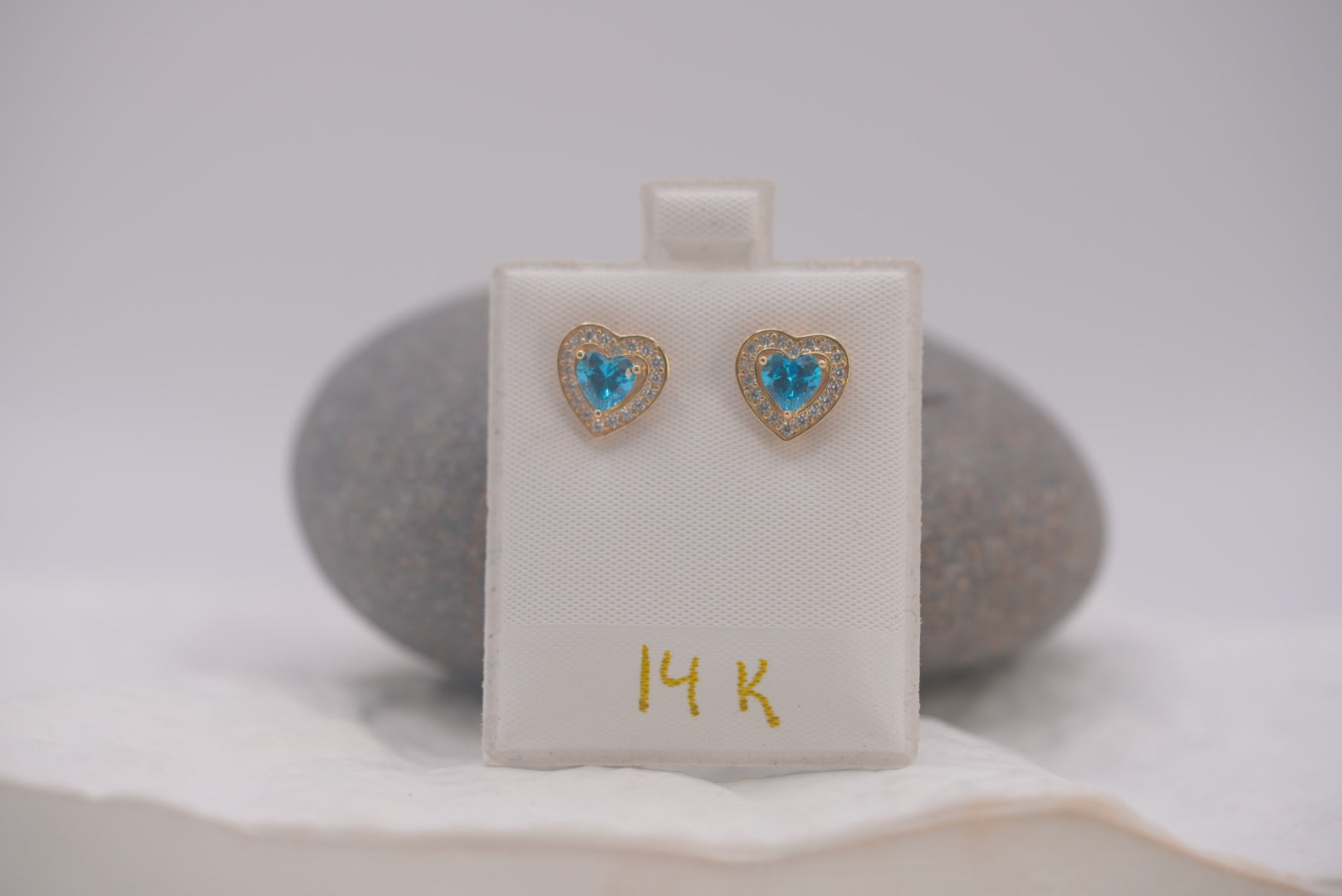14k Women’s Earrings - Blue Hearts