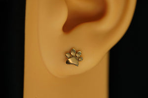 14k Dog Paw Earrings New