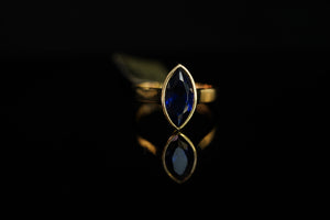 14k Blue Crystal Oval Ring