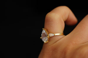 14k Drop Crystal Engagement Ring