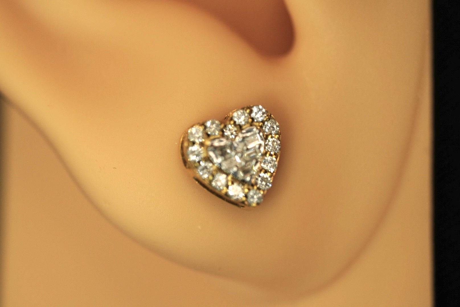 14k Diamond Heart Earrings