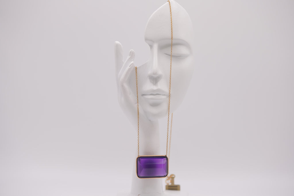 14k Necklace - Purple Stone