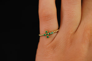 14k Green Crystal Cross Ring